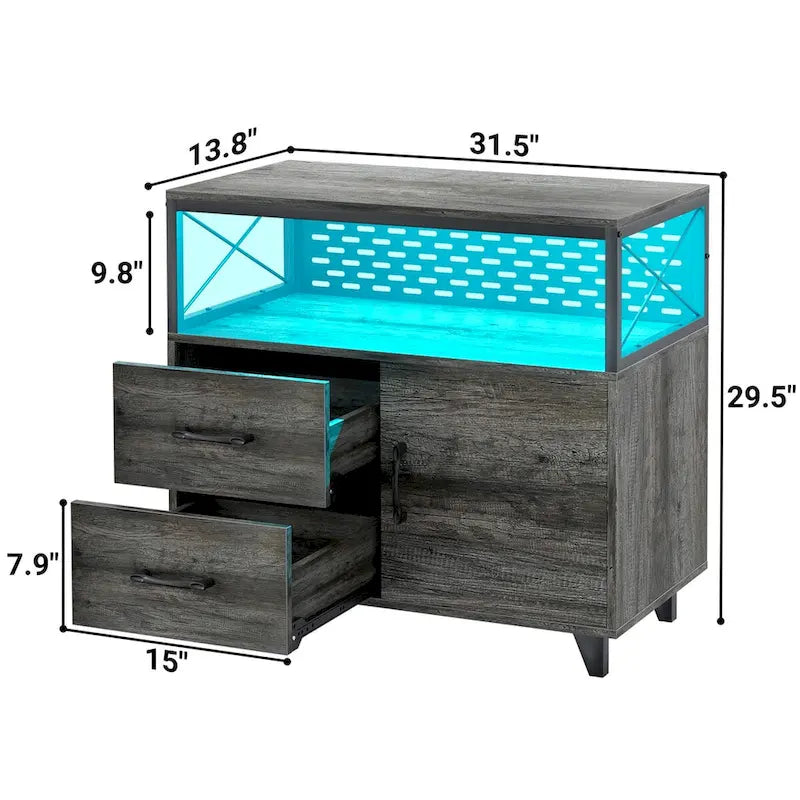 Sideboard Buffet Storage File Cabinet with Drawers and USB Port