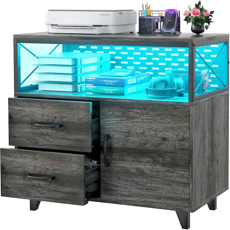 Sideboard Buffet Storage File Cabinet with Drawers and USB Port
