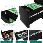 3-Drawer Slim File Cabinet with Lock - 18.1D x 11.8W x 23.4H