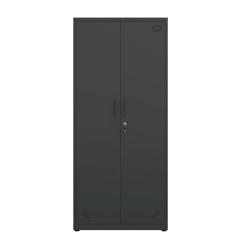 Metal Storage Cabinet with 2-Doors and Adjustable Shelves, Lockable Tall File Cabinet for Home Office Garage Kitchen Pantry