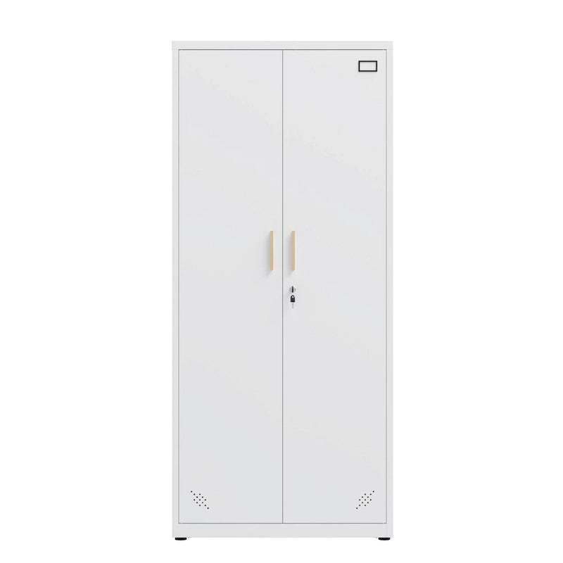 Metal Storage Cabinet with 2-Doors and Adjustable Shelves, Lockable Tall File Cabinet for Home Office Garage Kitchen Pantry