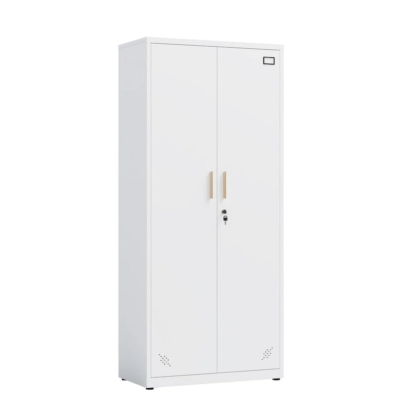 Metal Storage Cabinet with 2-Doors and Adjustable Shelves, Lockable Tall File Cabinet for Home Office Garage Kitchen Pantry