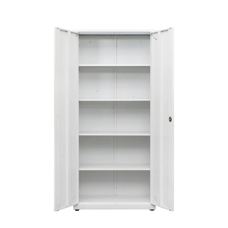 Metal Storage Cabinet with 2-Doors and Adjustable Shelves, Lockable Tall File Cabinet for Home Office Garage Kitchen Pantry