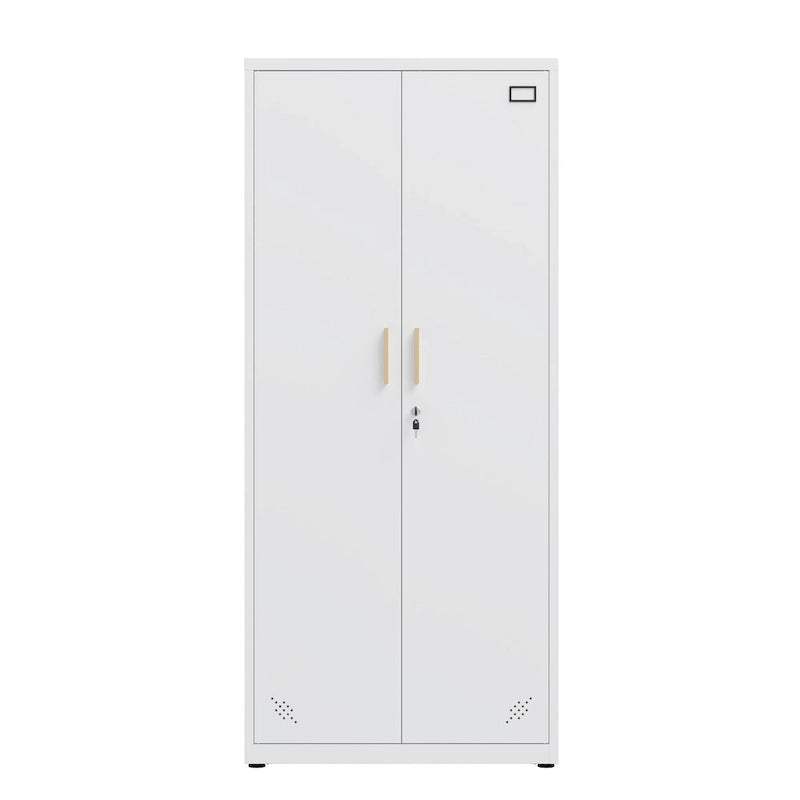 Metal Storage Cabinet with 2-Doors and Adjustable Shelves, Lockable Tall File Cabinet for Home Office Garage Kitchen Pantry
