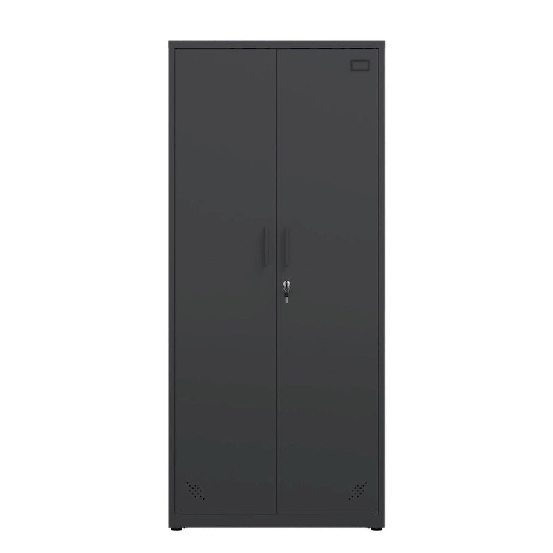 Metal Storage Cabinet with 2-Doors and Adjustable Shelves, Lockable Tall File Cabinet for Home Office Garage Kitchen Pantry