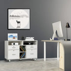 4 Drawer File Cabinet Wood Mobile Lockable Rolling with Shelves