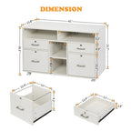 4 Drawer File Cabinet Wood Mobile Lockable Rolling with Shelves