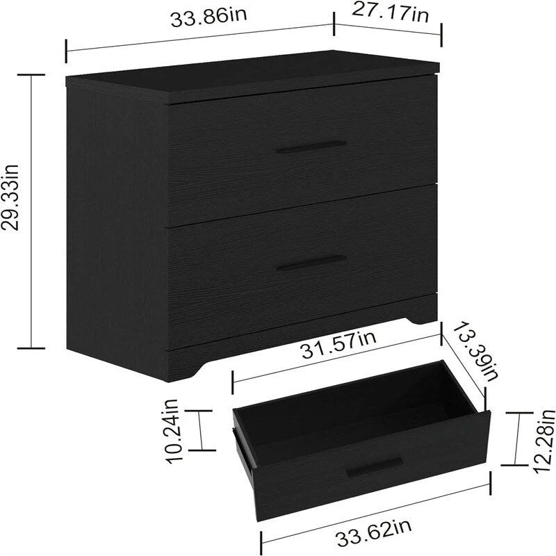 2-Drawer Wood Lateral File Cabinet - 27.17D x 33.86W x 29.33H