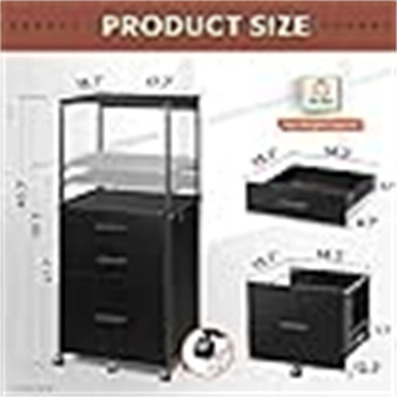 File Cabinet with Storage Drawers - 15.7D x 17.7W x 27.7H