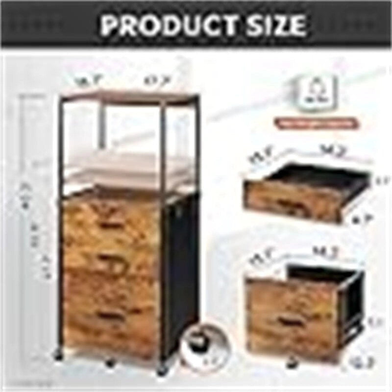 File Cabinet with Storage Drawers - 15.7D x 17.7W x 27.7H