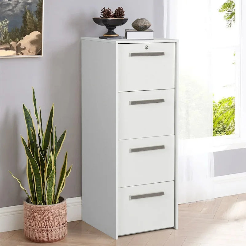Saint Birch 4-Drawer Vertical Lateral in White Wood Grain - 48.5H x 18.5W x 17.5D