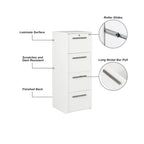 Saint Birch 4-Drawer Vertical Lateral in White Wood Grain - 48.5H x 18.5W x 17.5D