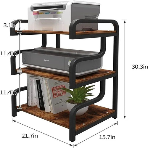 3-Tier Printer Stand with Wheels Movable Storage Cart Floor-Standing Multi-Purpose Shelf - 21.7 x 15.7 x 30.3 inches