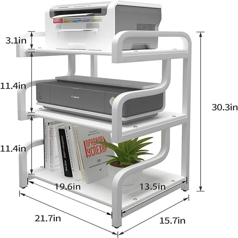 3-Tier Printer Stand with Wheels Movable Storage Cart Floor-Standing Multi-Purpose Shelf - 21.7 x 15.7 x 30.3 inches