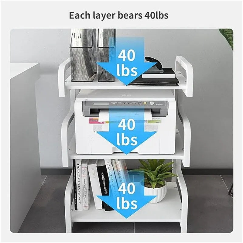 3-Tier Printer Stand with Wheels Movable Storage Cart Floor-Standing Multi-Purpose Shelf - 21.7 x 15.7 x 30.3 inches