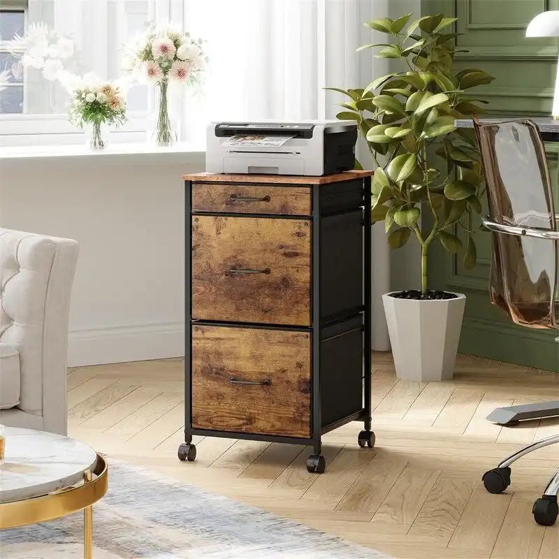 Mobile File Cabinet Dresser for Bedroom with 3 Drawers - 15.7D x 15.4W x 29.5H