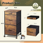 Mobile File Cabinet Dresser for Bedroom with 3 Drawers - 15.7D x 15.4W x 29.5H