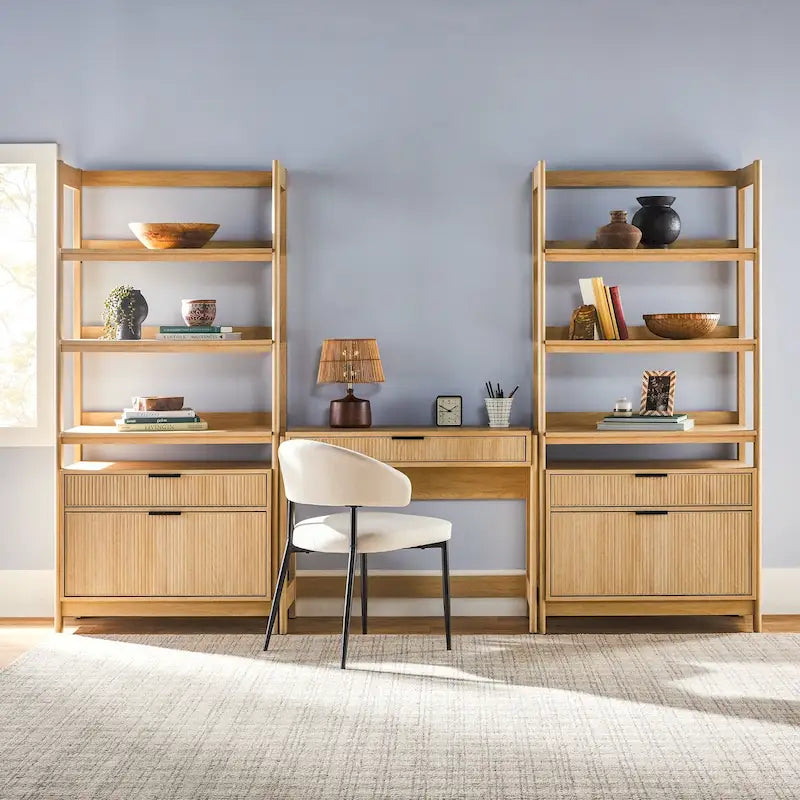 Middlebrook 3-Piece Set Writing Desk with 2 Wide Bookcases