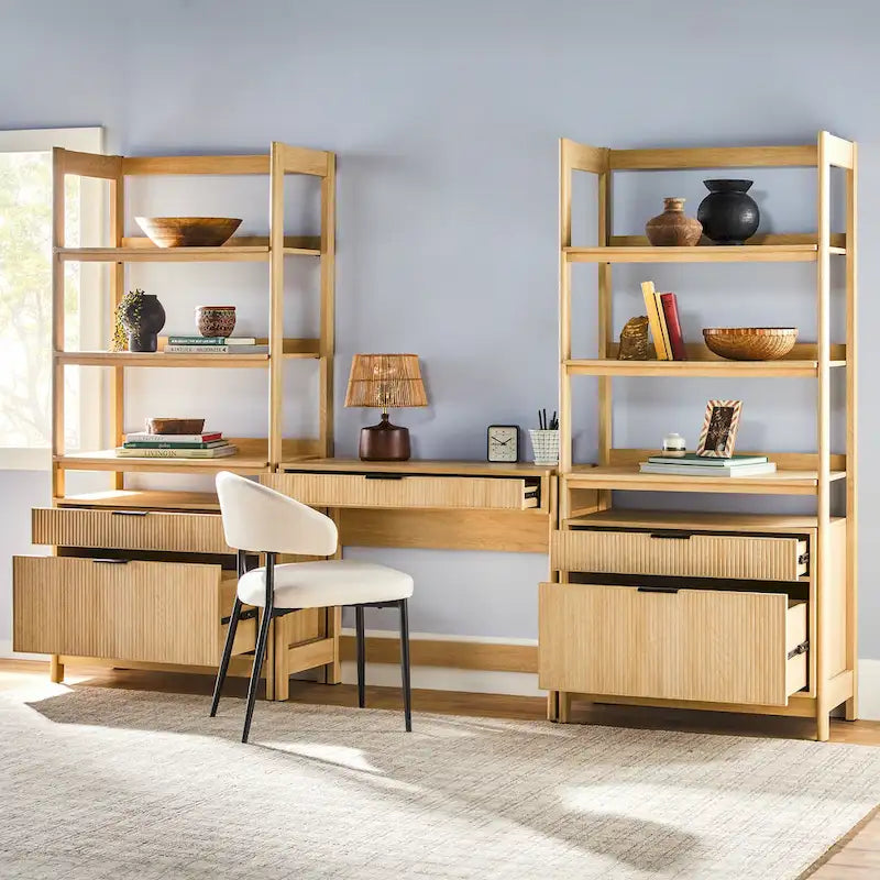 Middlebrook 3-Piece Set Writing Desk with 2 Wide Bookcases