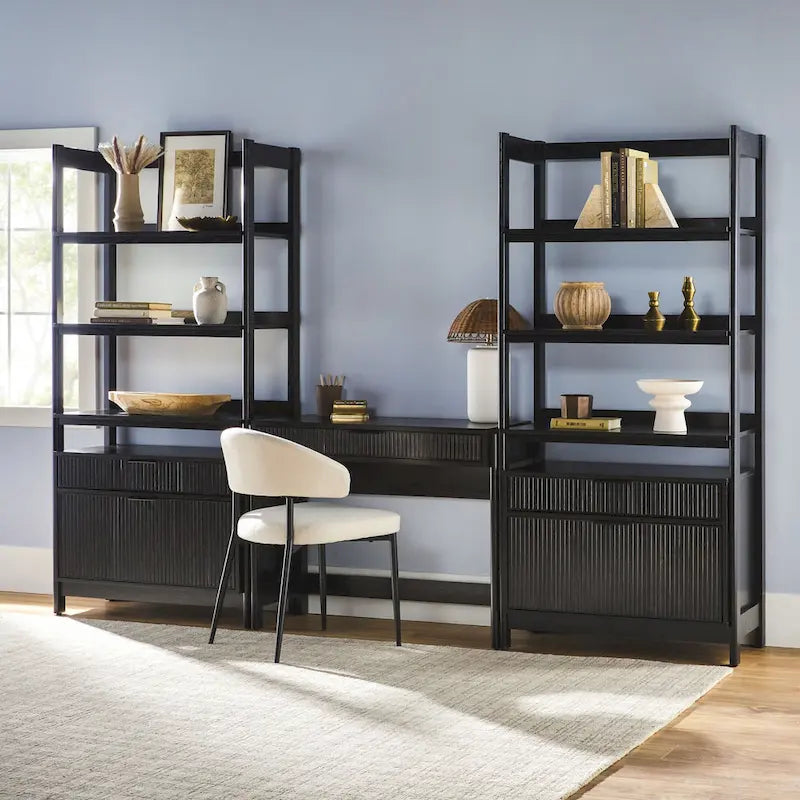 Middlebrook 3-Piece Set Writing Desk with 2 Wide Bookcases