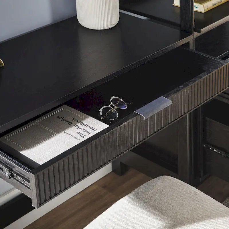 Middlebrook 3-Piece Set Writing Desk with 2 Wide Bookcases