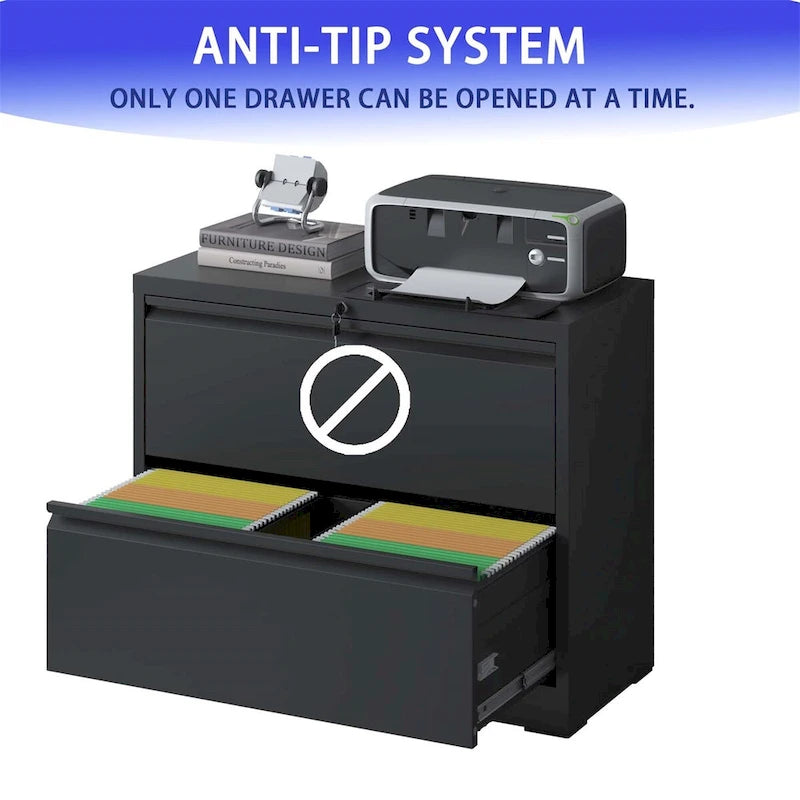 Lateral File Cabinet 2 Drawer,with Lock,Lockable File Cabinet