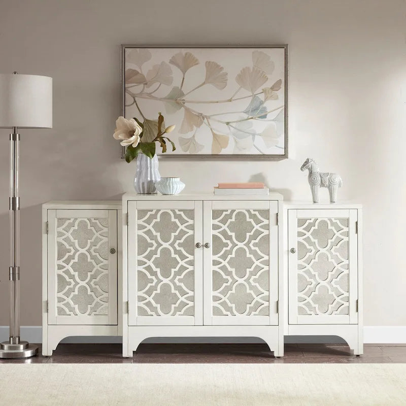Madison Park Nevaeh Cream Quatrefoil Dining Buffet Server