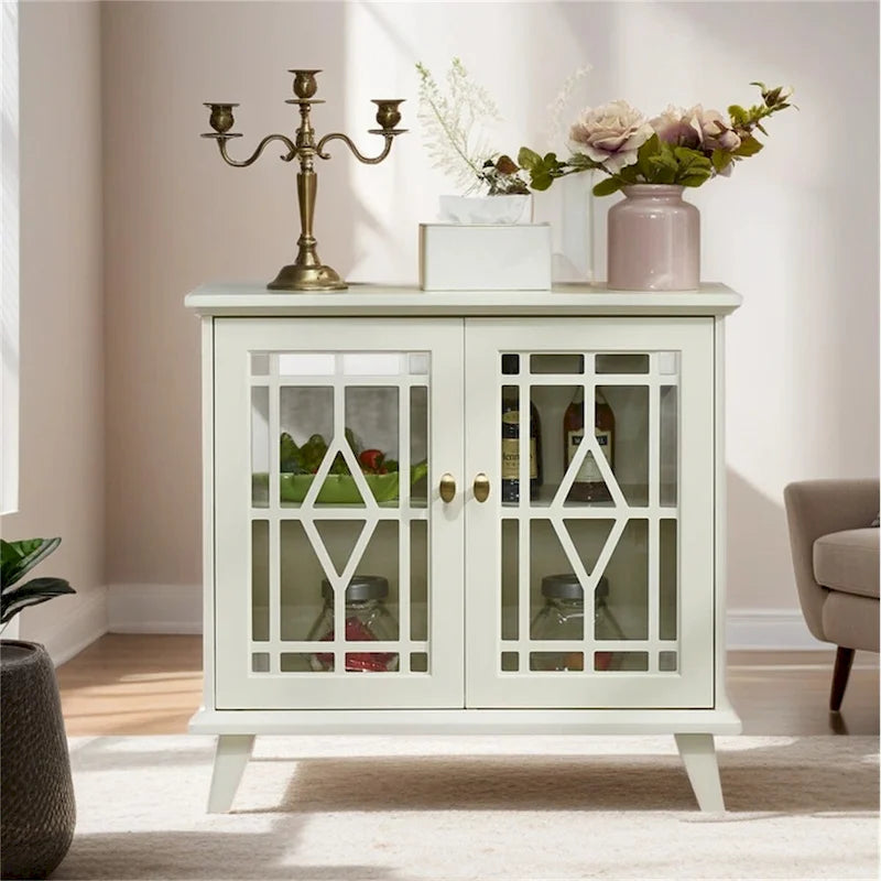 Storage Cabinet with Shelf,White Sideboard Cabinet for Living Room