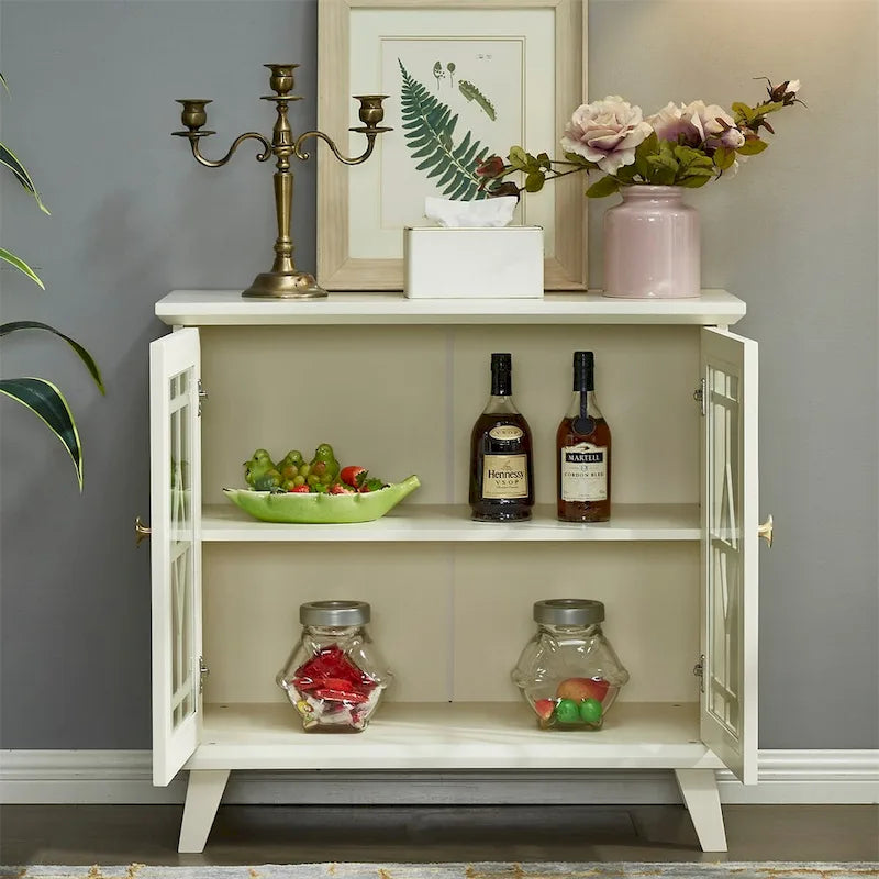Storage Cabinet with Shelf,White Sideboard Cabinet for Living Room