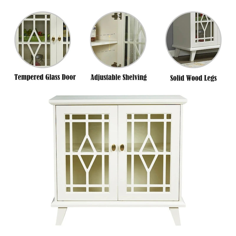 Storage Cabinet with Shelf,White Sideboard Cabinet for Living Room