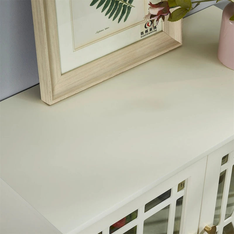 Storage Cabinet with Shelf,White Sideboard Cabinet for Living Room