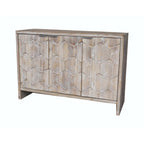 Farmhouse Style 3-Door Wooden Accent Cabinet: Sideboard Buffet Server with Storage