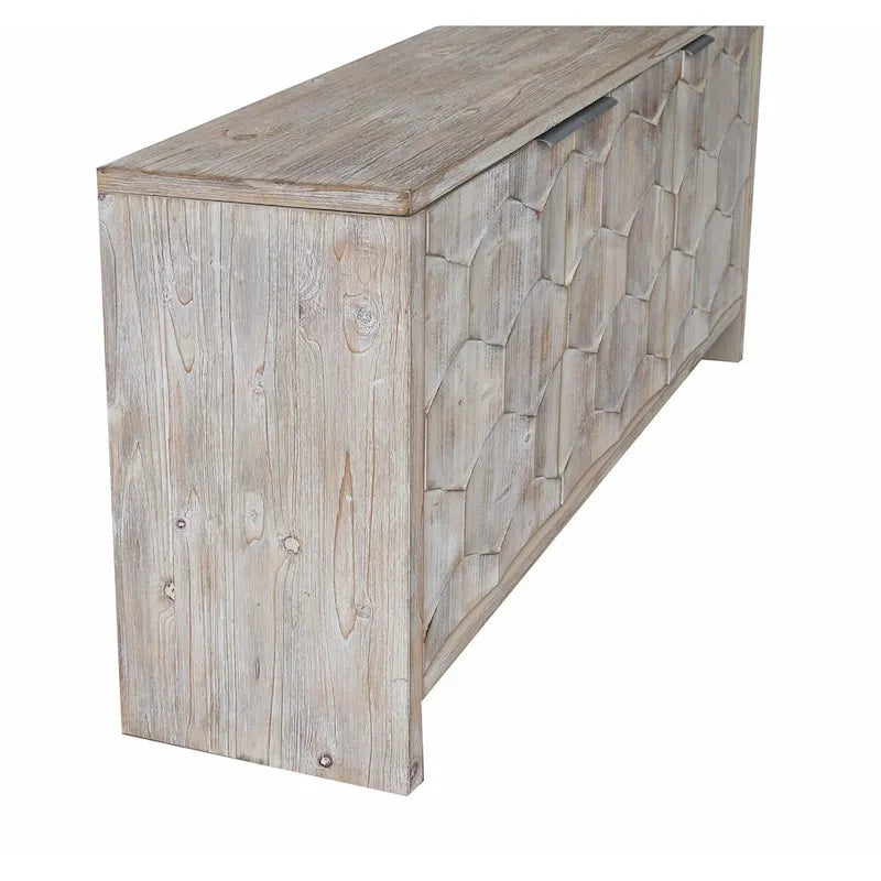 Farmhouse Style 3-Door Wooden Accent Cabinet: Sideboard Buffet Server with Storage