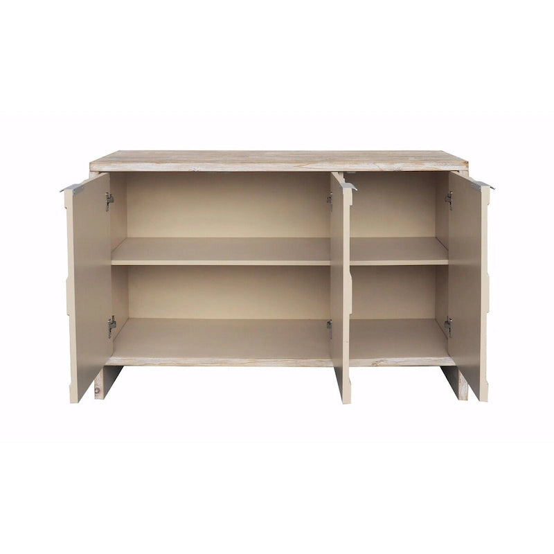 Farmhouse Style 3-Door Wooden Accent Cabinet: Sideboard Buffet Server with Storage