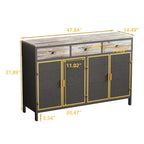 Modern 4 Doors Sideboard with 3 Top Drawers