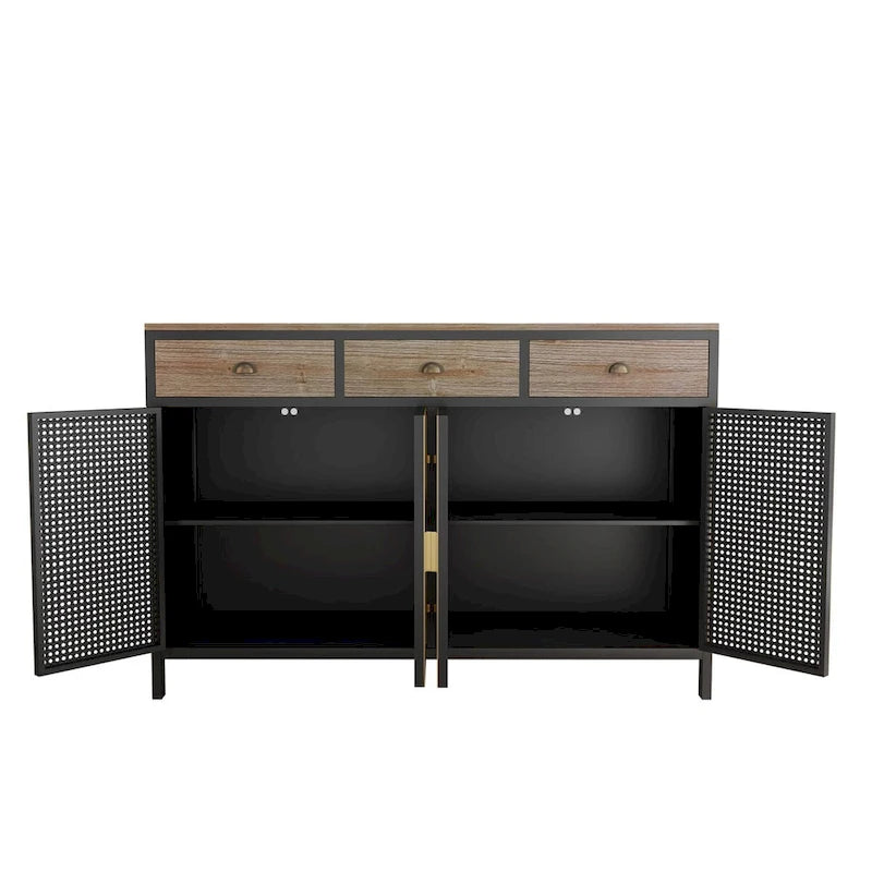 Modern 4 Doors Sideboard with 3 Top Drawers