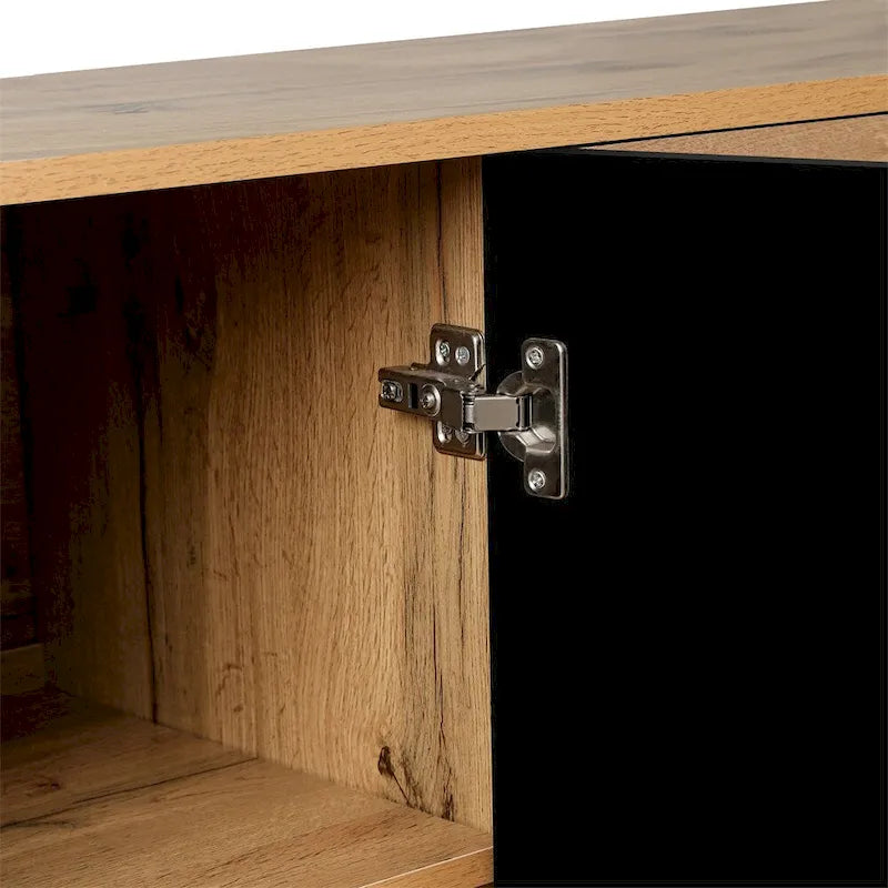 Carved Flower Door Large Storage Cabinet With Metal Handle