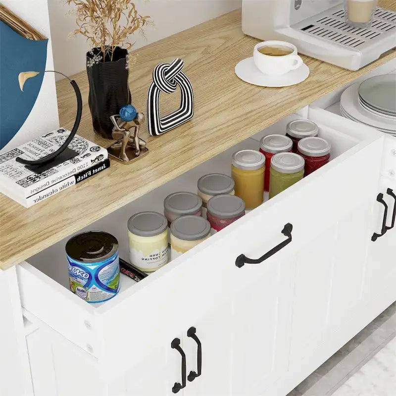 Farmhouse Buffet Cabinet Storage Sideboard with 2 Drawers and 4 Doors