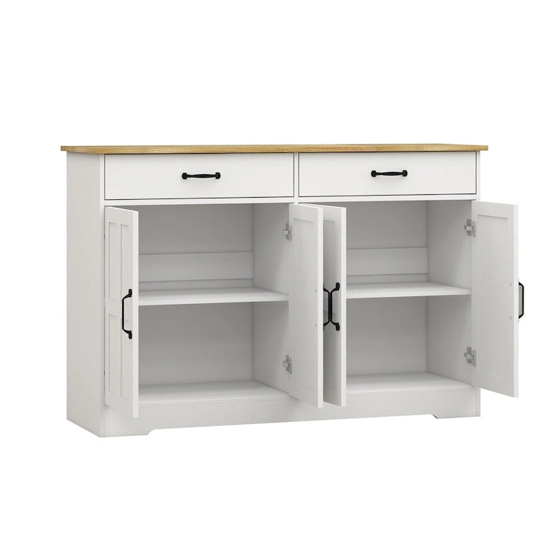 Farmhouse Buffet Cabinet Storage Sideboard with 2 Drawers and 4 Doors