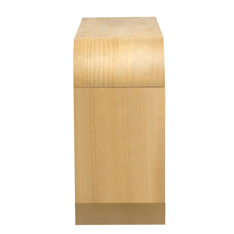 4-door Curved Corner Design Wavy Door Panel Cabinet with Adjustable Shelves, Suitable for Study, Living Room and Entrance