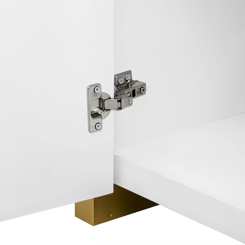 4-door Curved Corner Design Wavy Door Panel Cabinet with Adjustable Shelves, Suitable for Study, Living Room and Entrance