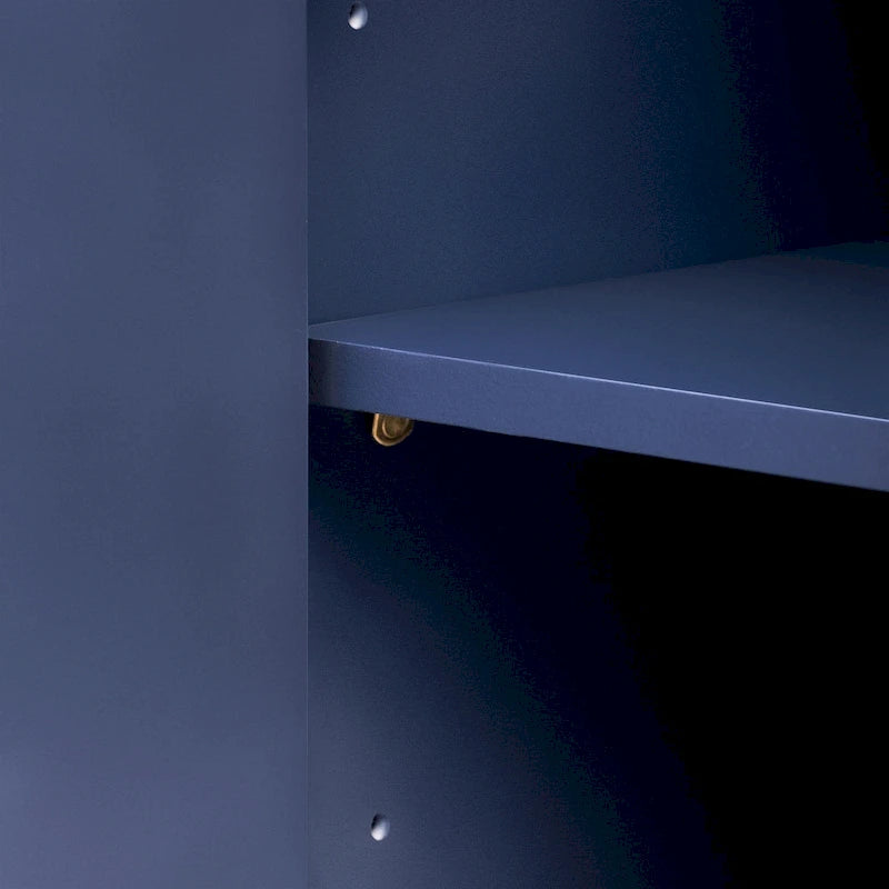 4-door Curved Corner Design Wavy Door Panel Cabinet with Adjustable Shelves, Suitable for Study, Living Room and Entrance