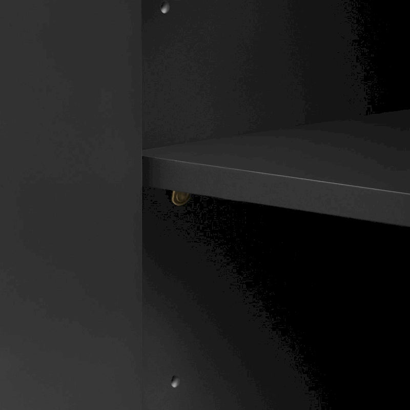 4-door Curved Corner Design Wavy Door Panel Cabinet with Adjustable Shelves, Suitable for Study, Living Room and Entrance