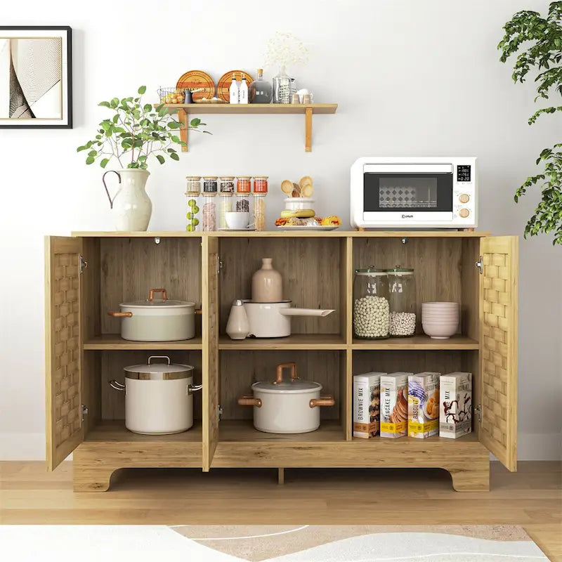 Storage Cabinet with 3 Doors,Wood Sideboard Buffet Storage