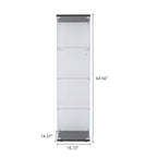 Lighted 4 Shelves Glass Display Cabinet with One Door