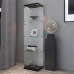 Lighted 4 Shelves Glass Display Cabinet with One Door