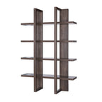 Wooden 4- Tier Display Organizing Cabinet, Tall Bookcase with Open Shelving- Walnut Oak
