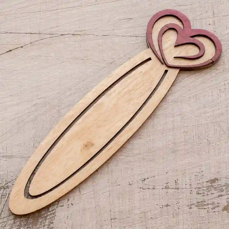 Novica Handmade Happy Heartbeats Recycled Teak Wood Bookmark