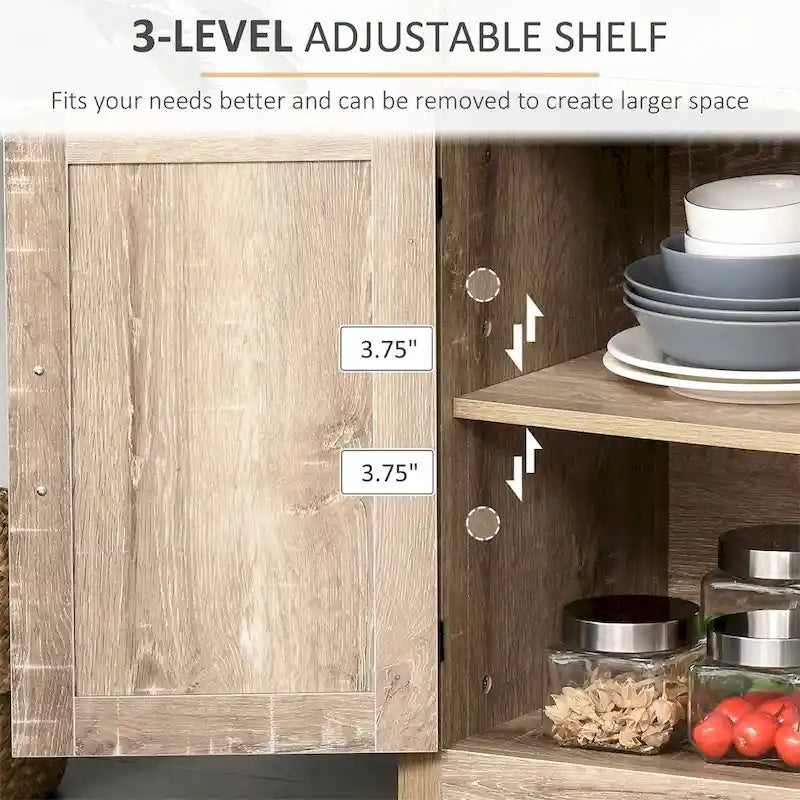 Wooden Buffet Cabinet with Drawer and Adjustable Shelf - N/A