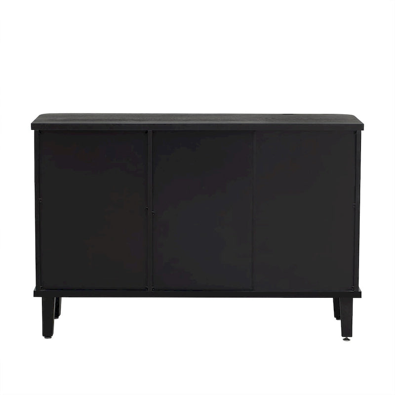 Simple and Atmospheric Solid Wood Veneer Fraxinus Mandschuric Cabinet with Three fir Doors,Adjustable